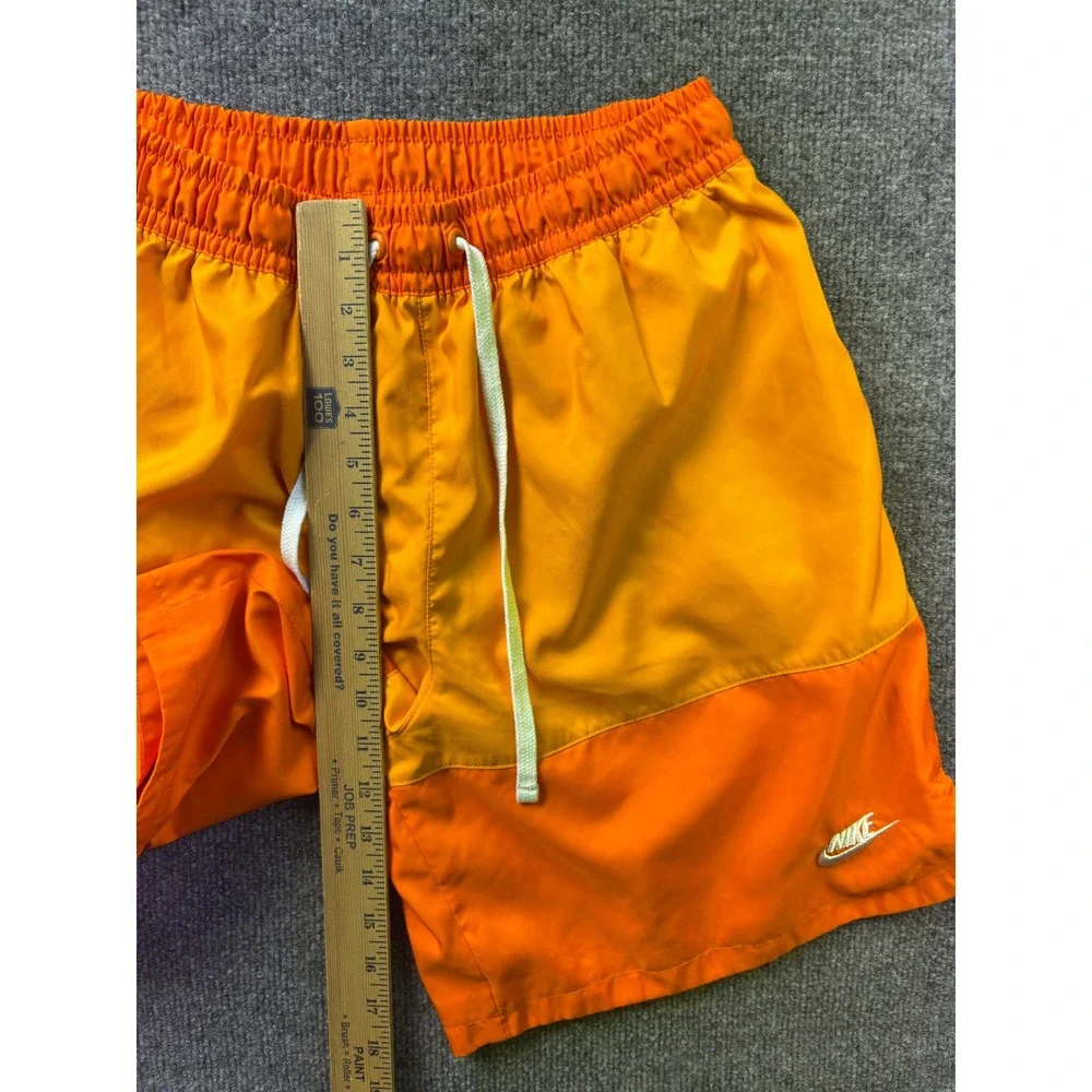 Nike Swim Trunks Mens Medium Orange Colorblock Mesh‎ Lined Board Shorts